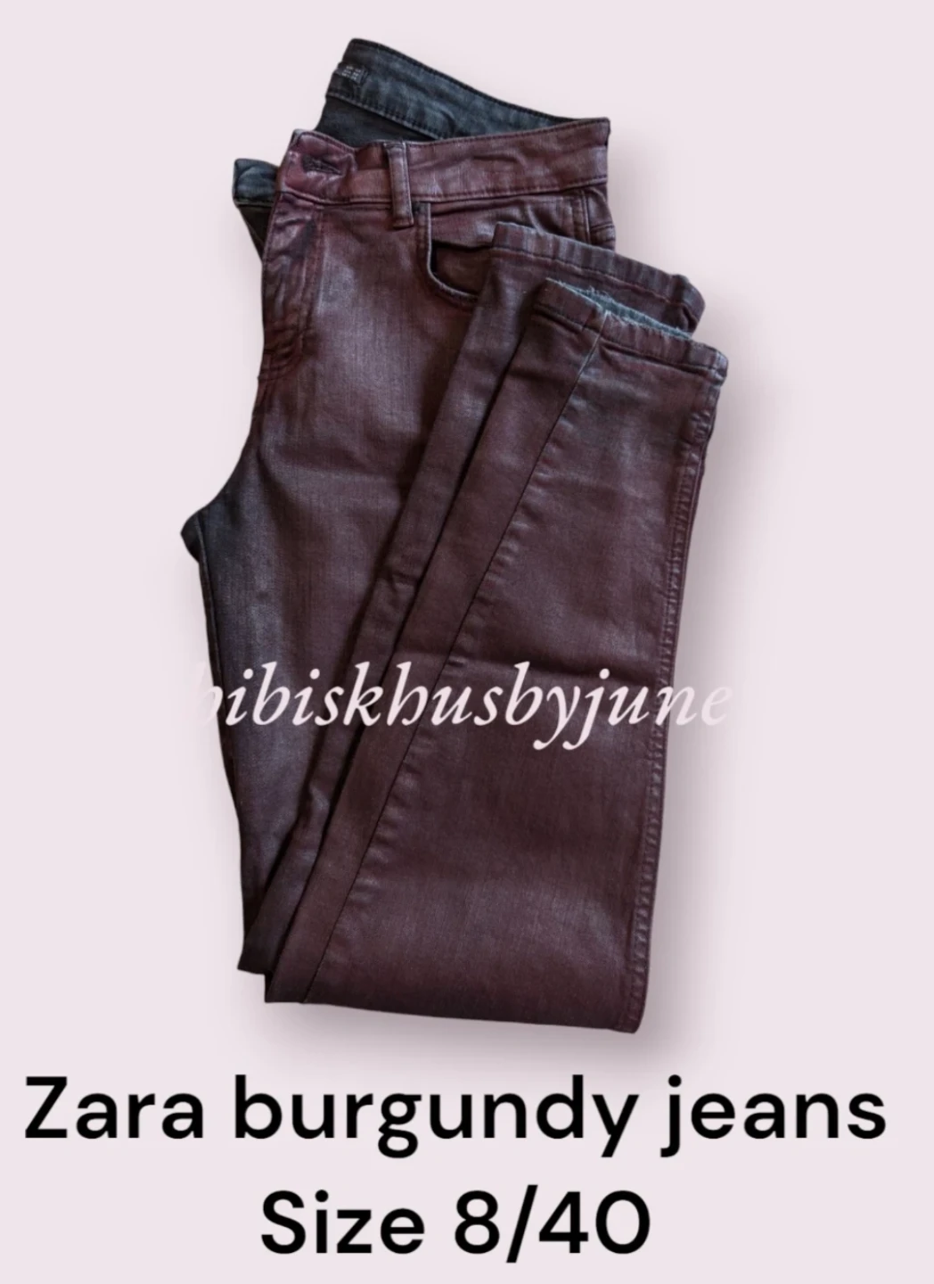 Zara Burgundy Coated Jeans Size 8/40 - photo 2
