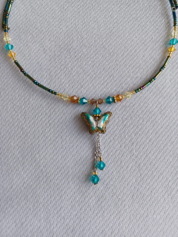 Beaded Butterfly Choker Necklace