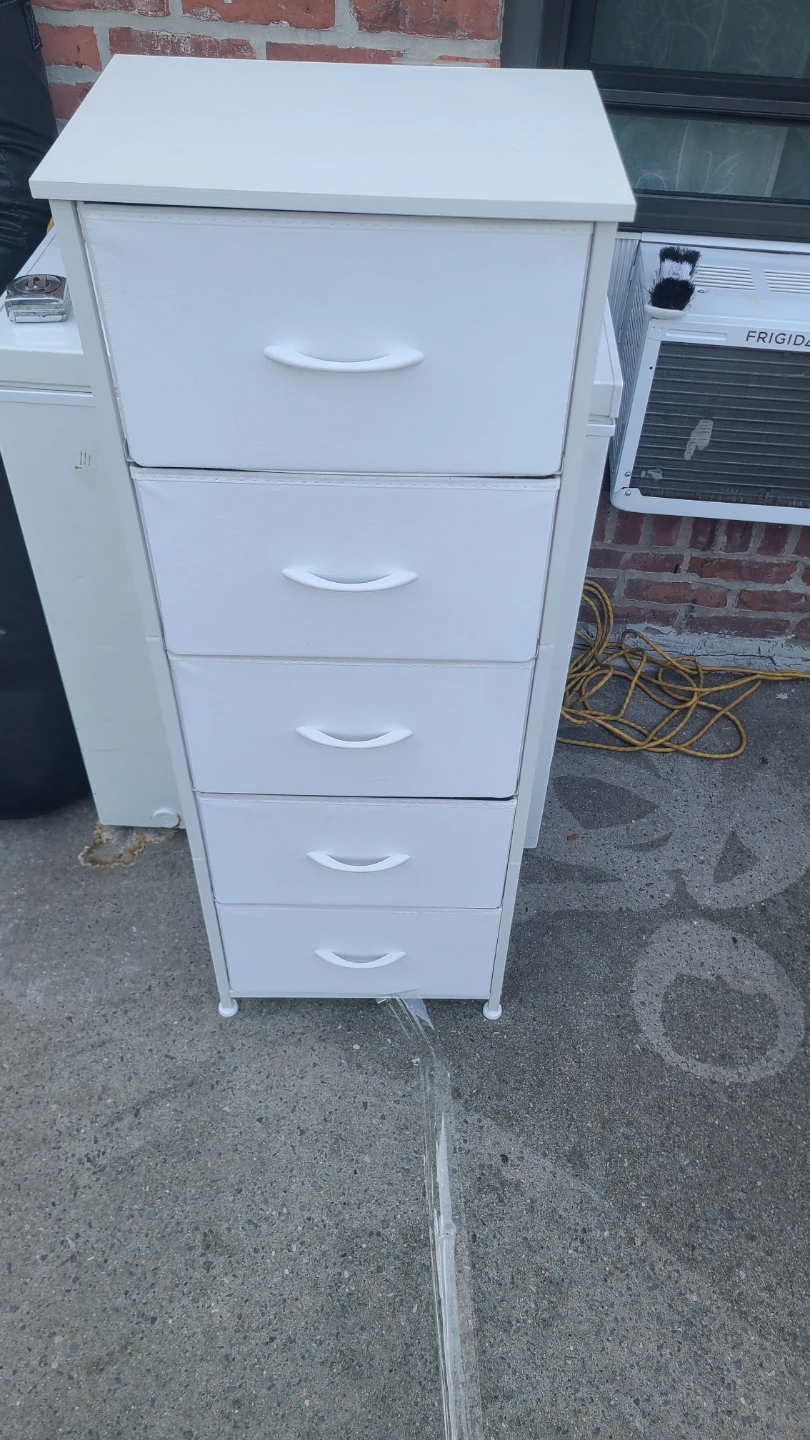 White 5-Drawer Fabric Dresser - photo 2