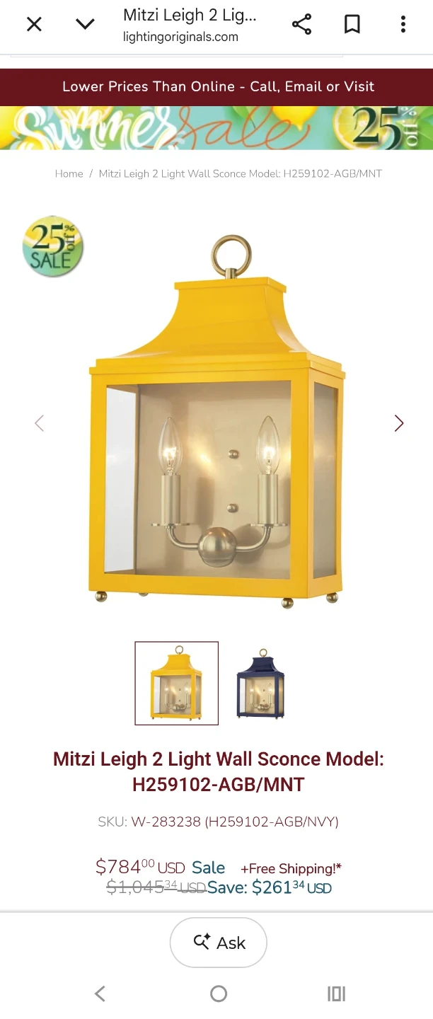 NEW Mitzi by Hudson Valley "Leigh" Sconce