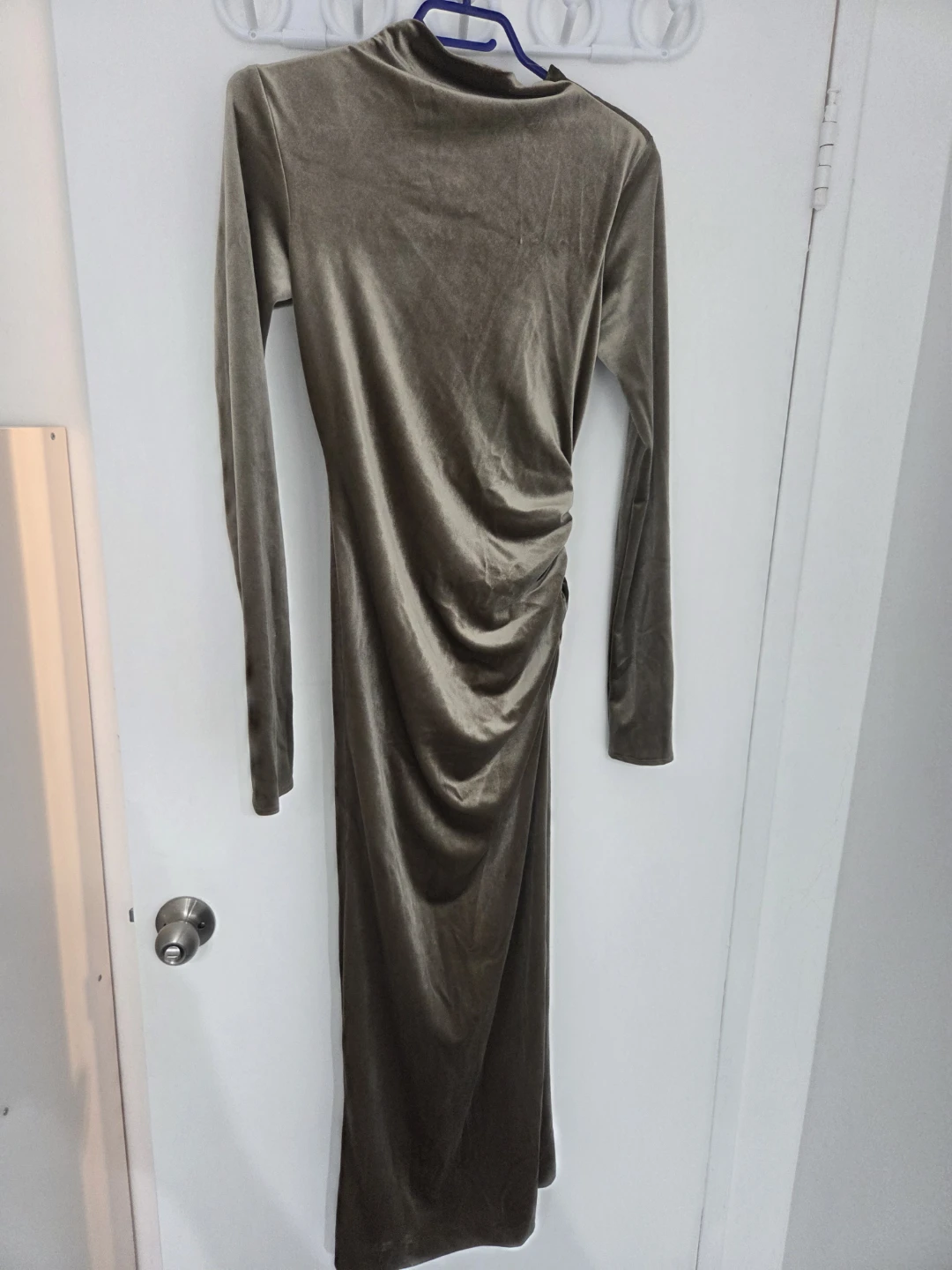Velvet Gold toned Ruched Midi Dress