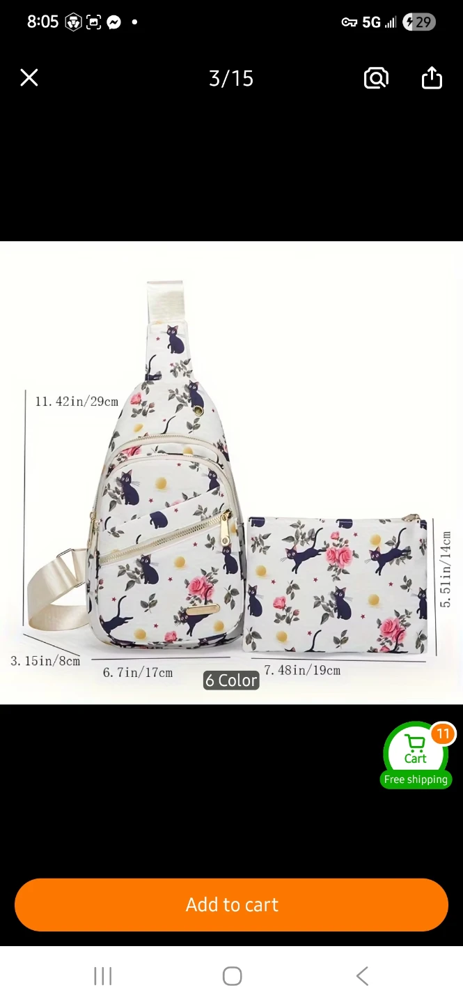 Sling Bag with Matching Pouch - Mushroom Print 🍄 - photo 2
