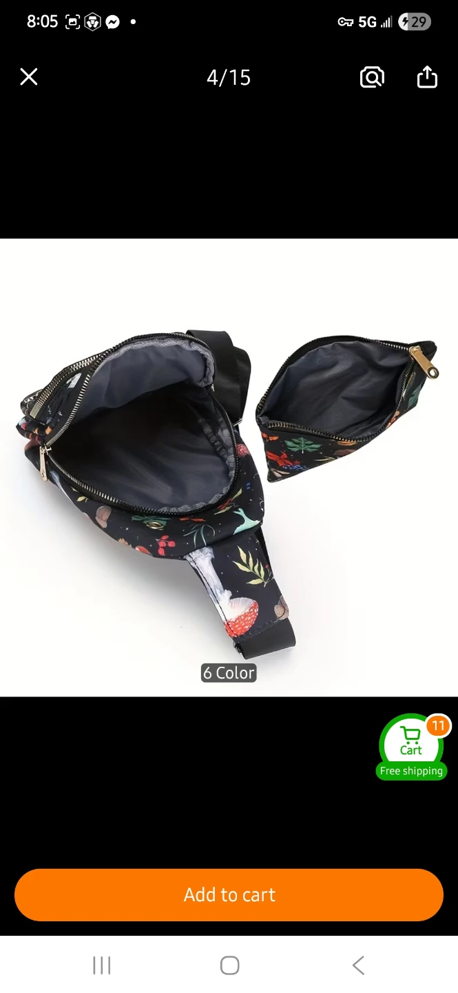 Sling Bag with Matching Pouch - Mushroom Print 🍄 - photo 3