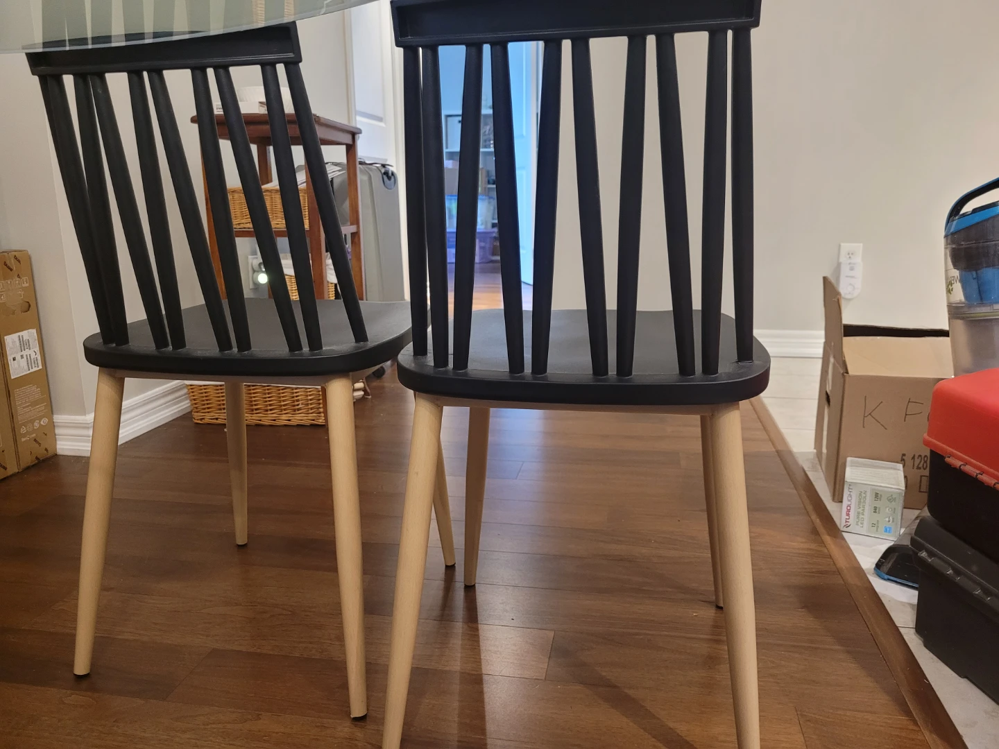 Set of 2 Black & Wood Dining Chairs - photo 3
