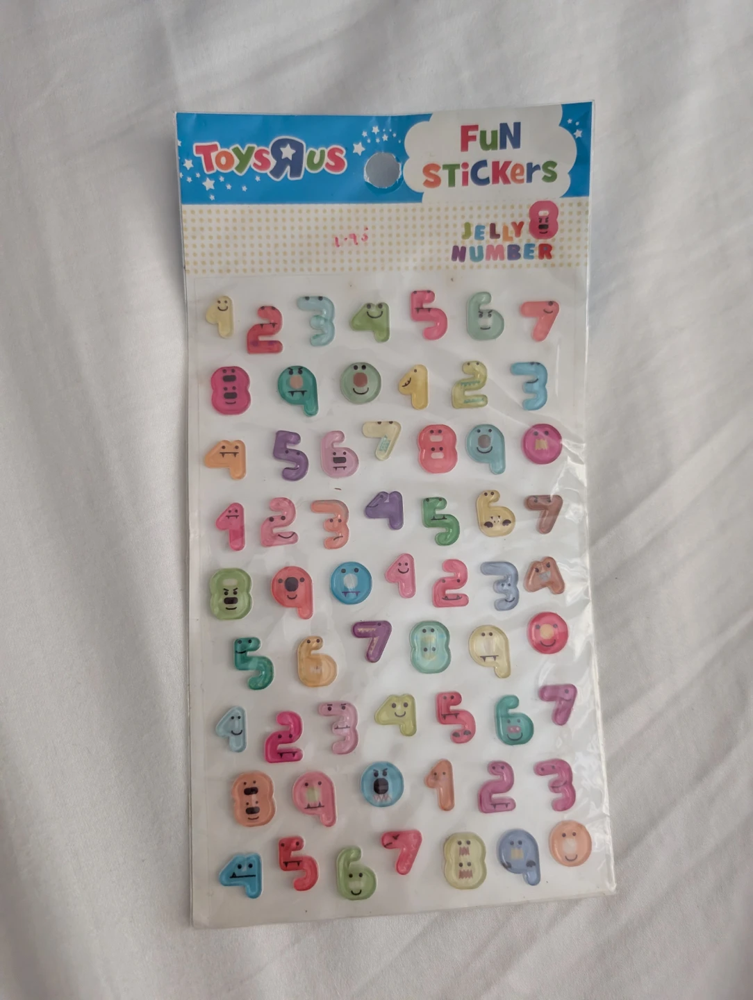 Vintage Toys R Us Fun 3D Jelly Number Stickers Puffy Sheet