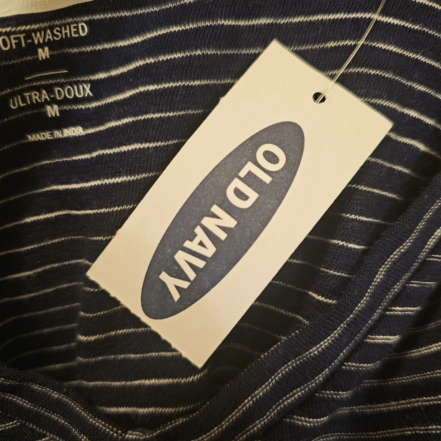Blue & White Old Navy Men's SlubKnit Striped VNeck TShirt - photo 5