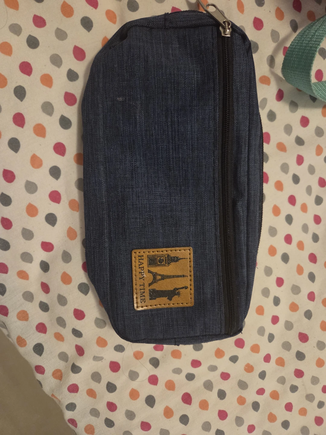 Denim Pencil Case with Landmark Design