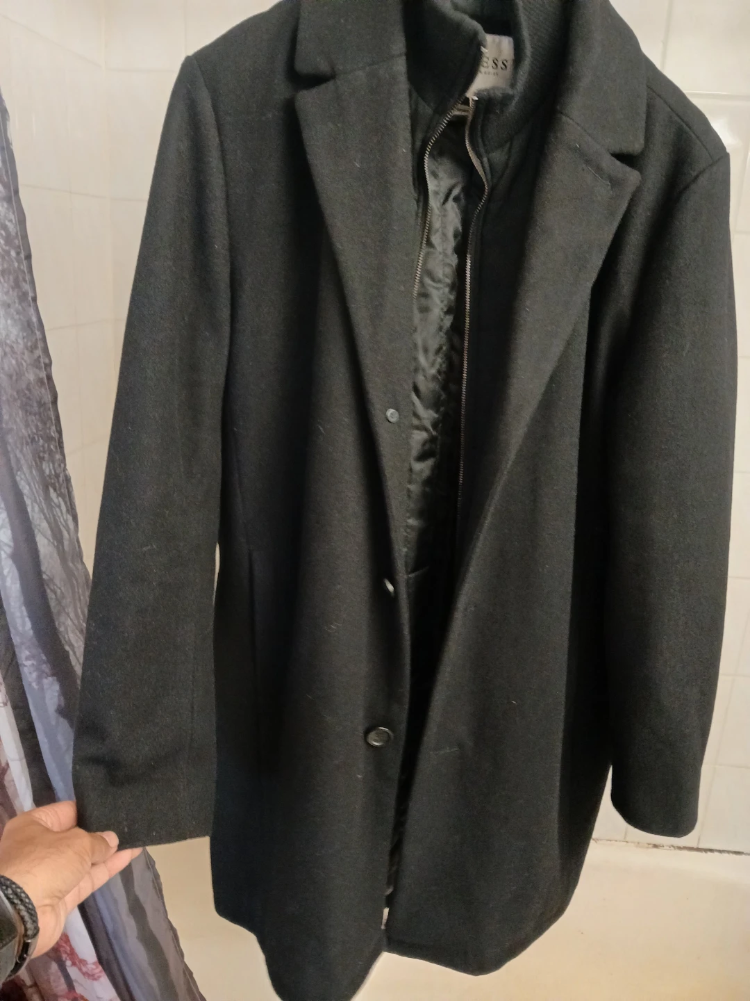 Men's Wool blend Guess winter knee length peacoat XL