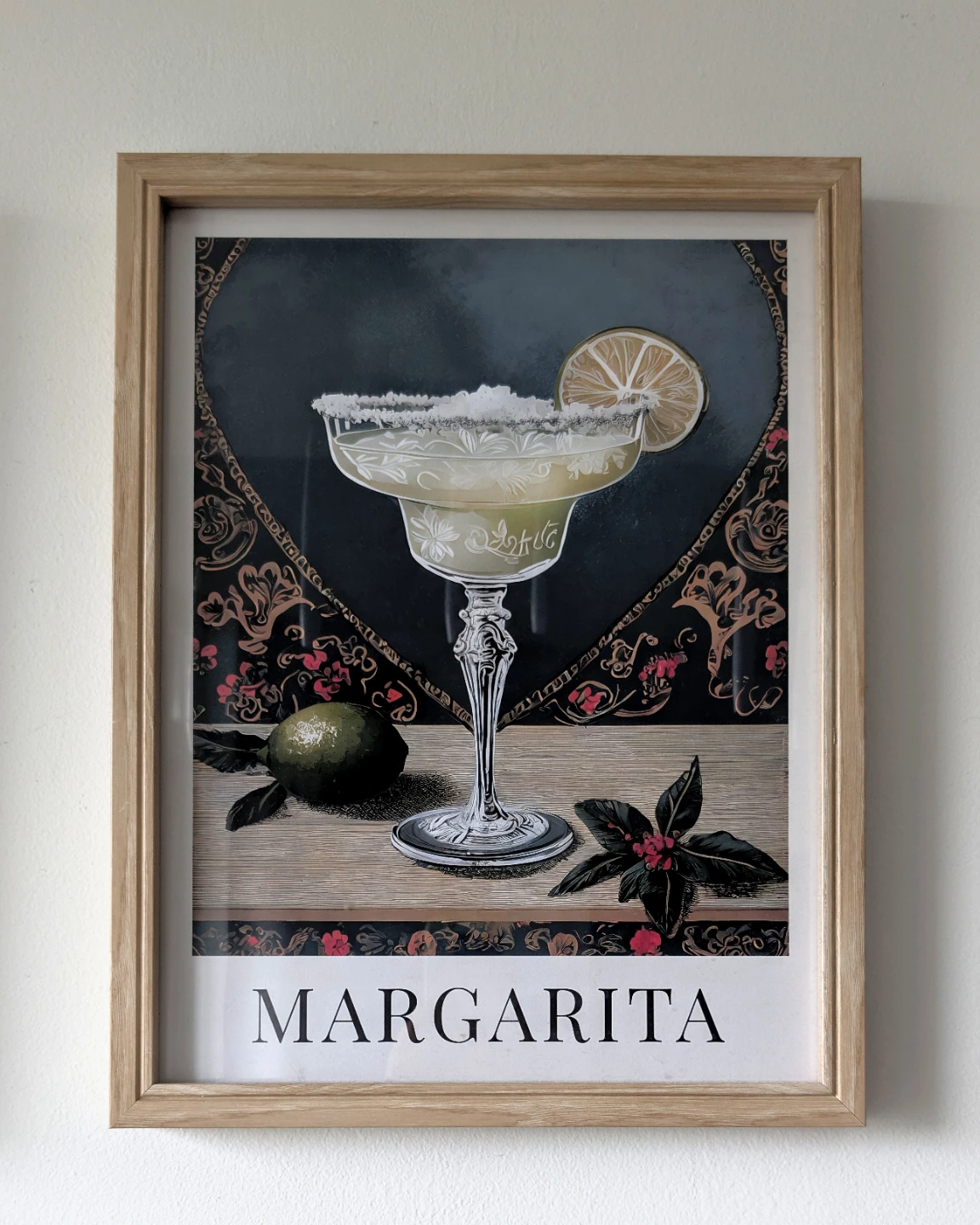 Framed "Margarita" Drink Art Print (Vintage Aesthetic)