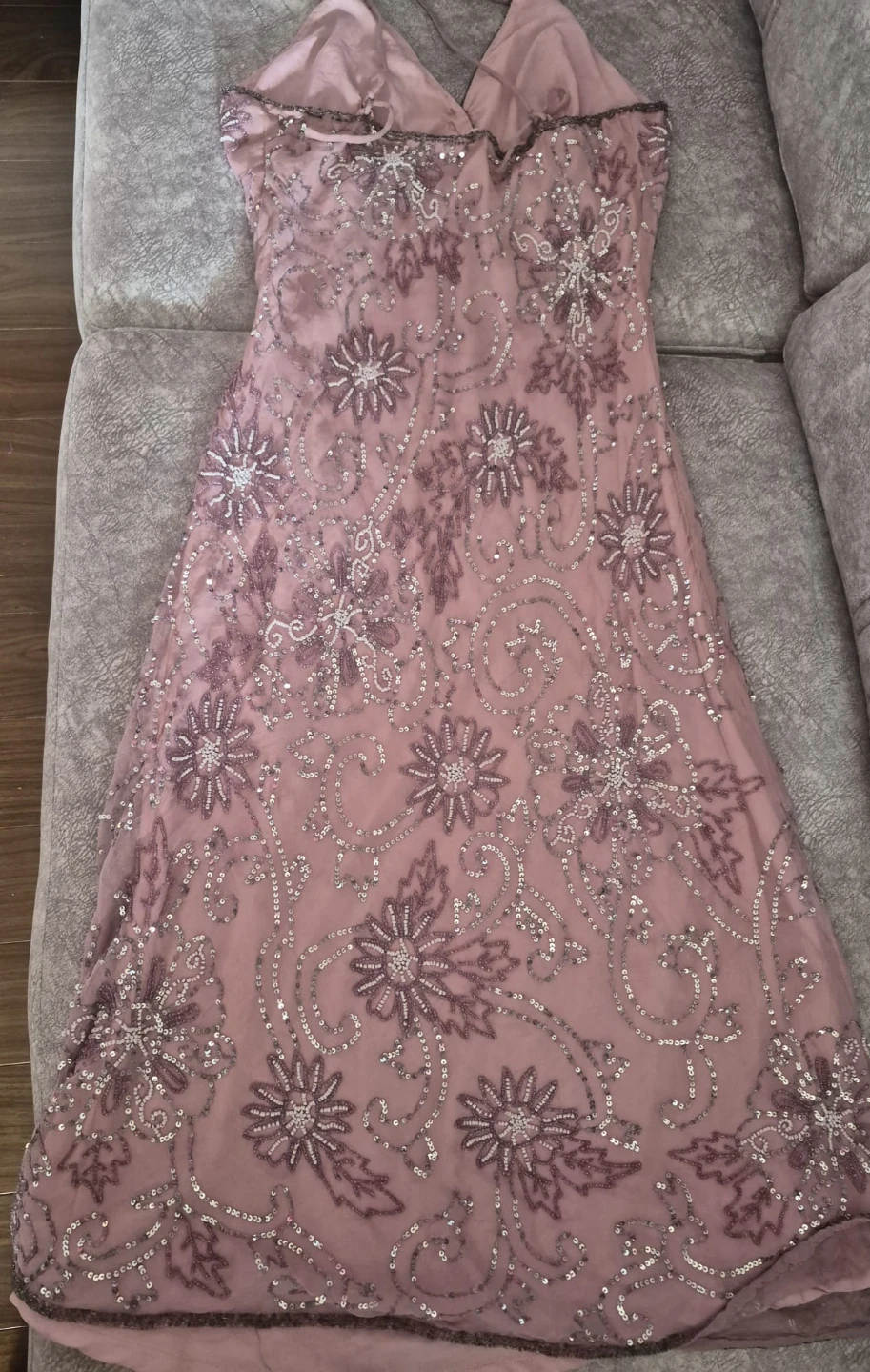 Pink Beaded Sequin Maxi Dress - photo 3