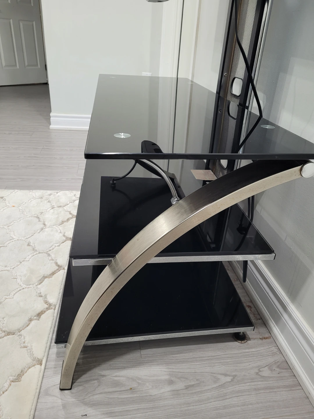 Black Glass TV Stand with Mount - photo 4