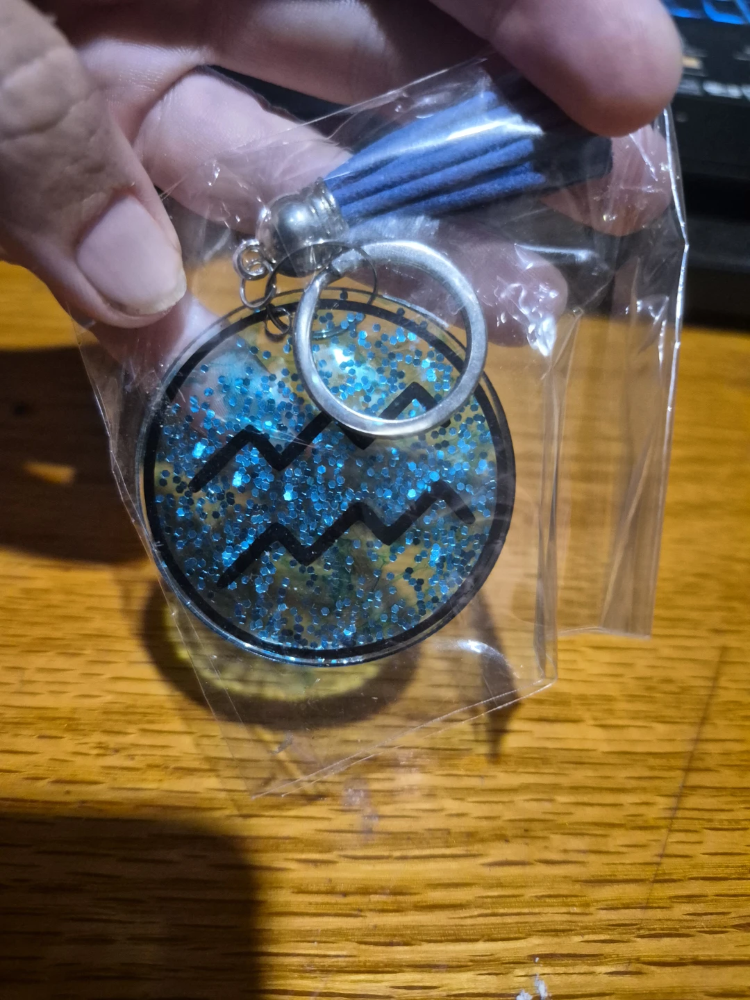 Aquarius Zodiac Keychain with Tassel