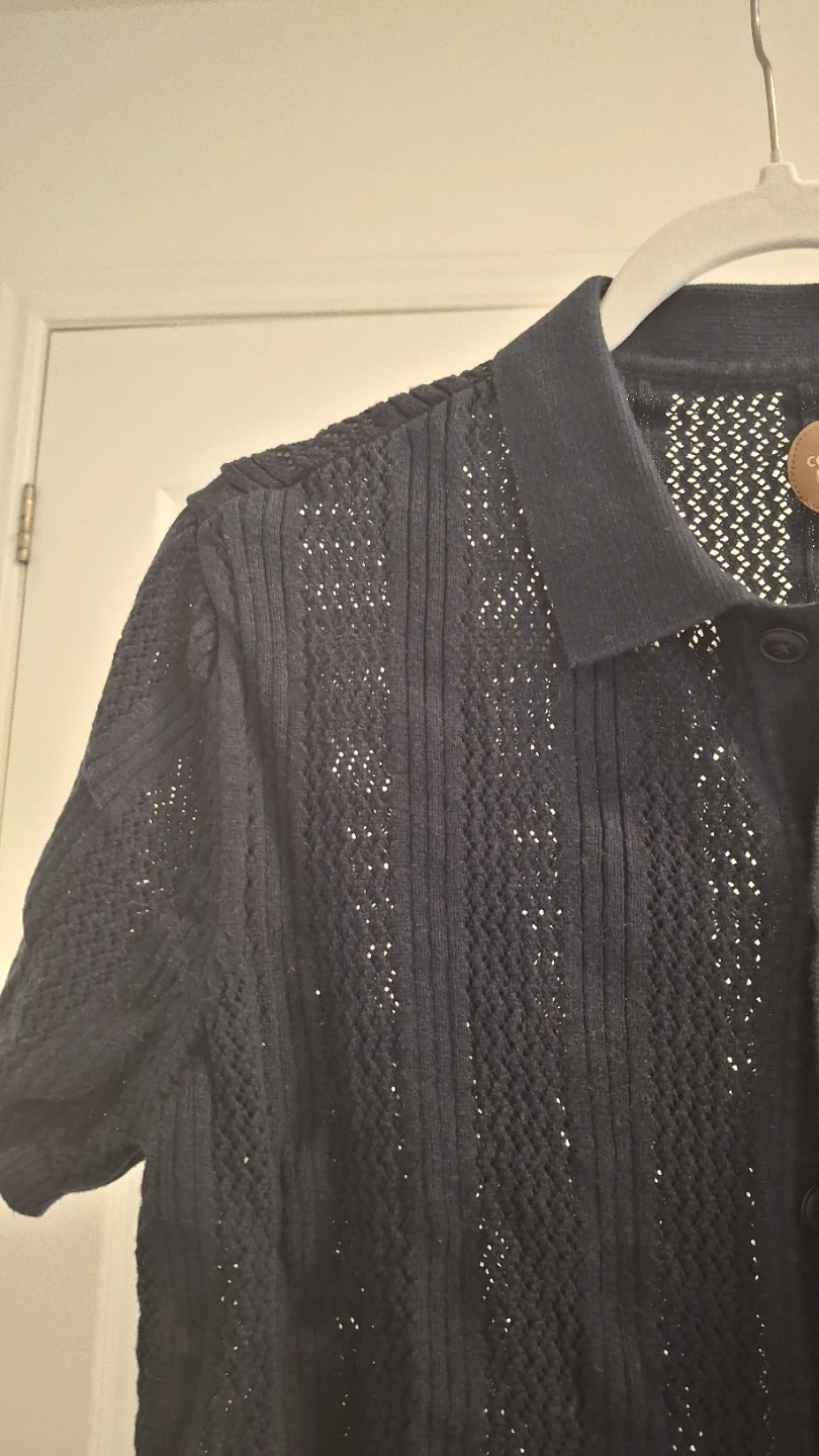 Navy Knit Polo Shirt - Size S - photo 3