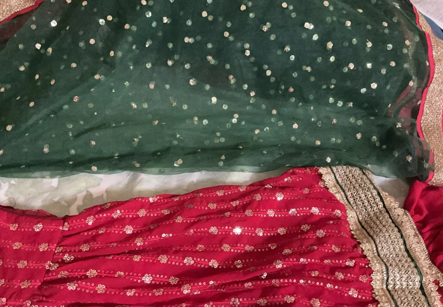 Red Sharara Suit with Green Dupatta - photo 5