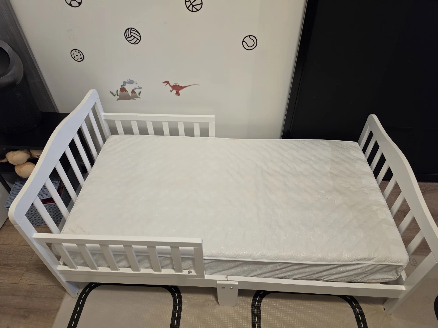 White Toddler Bed with Guard Rails