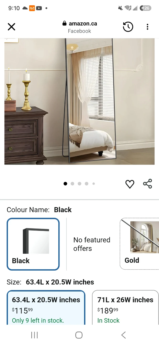 KOCOUY Black Full Length Mirror 64"x21" - photo 2