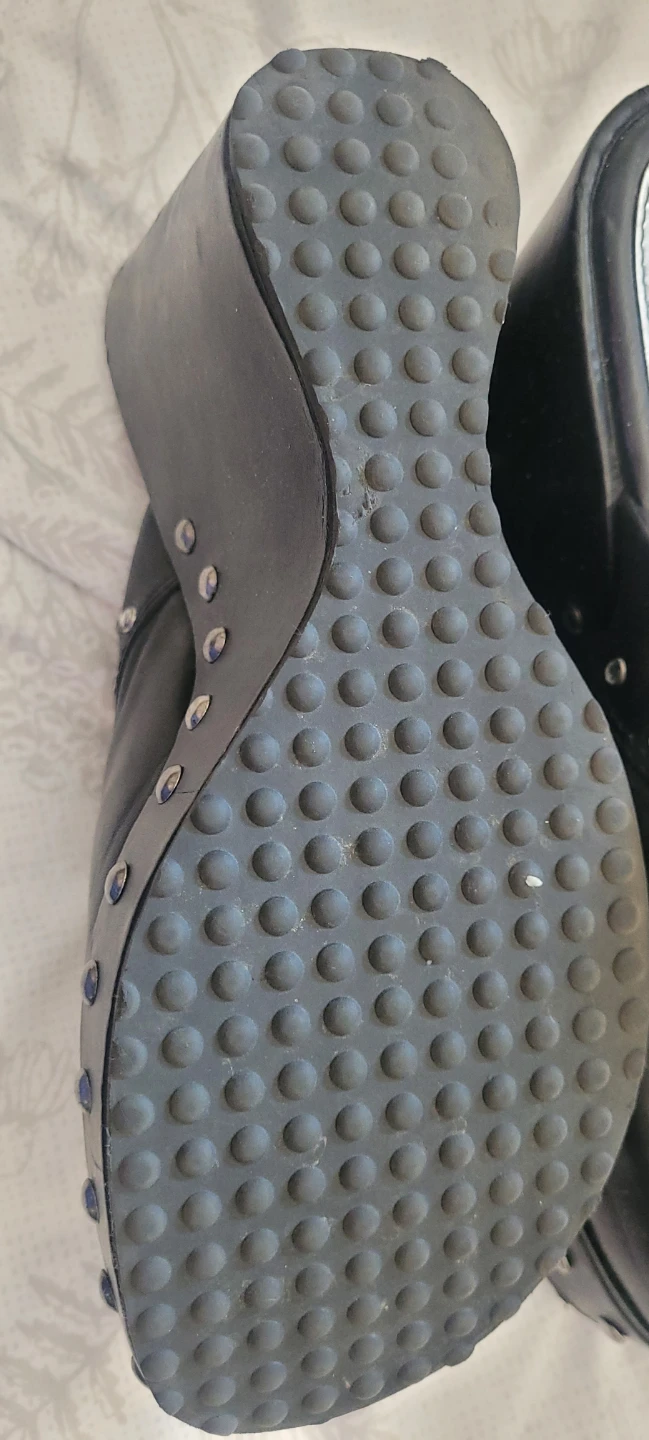 Harley-Davidson Black Leather Studded Wedge Clogs - photo 3