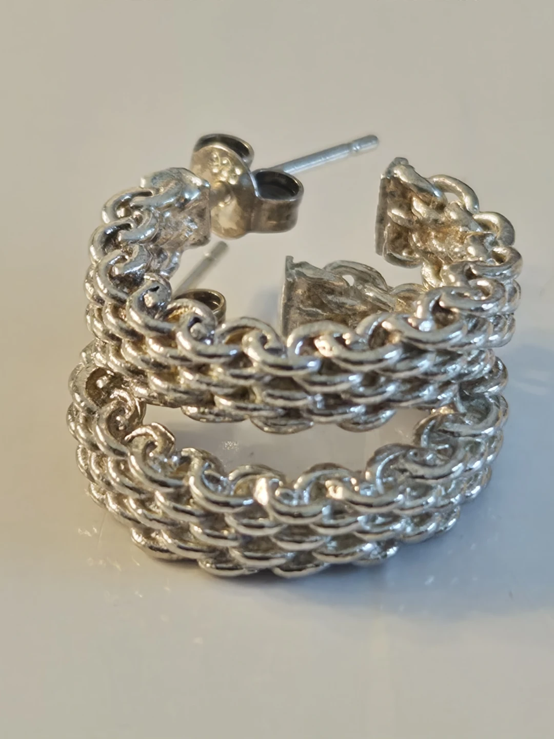 Tiffany & Co Sterling Silver Mesh Hoop Earrings