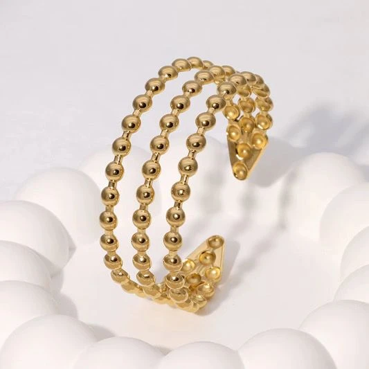 Gold Tone Beaded Cuff Bracelet
