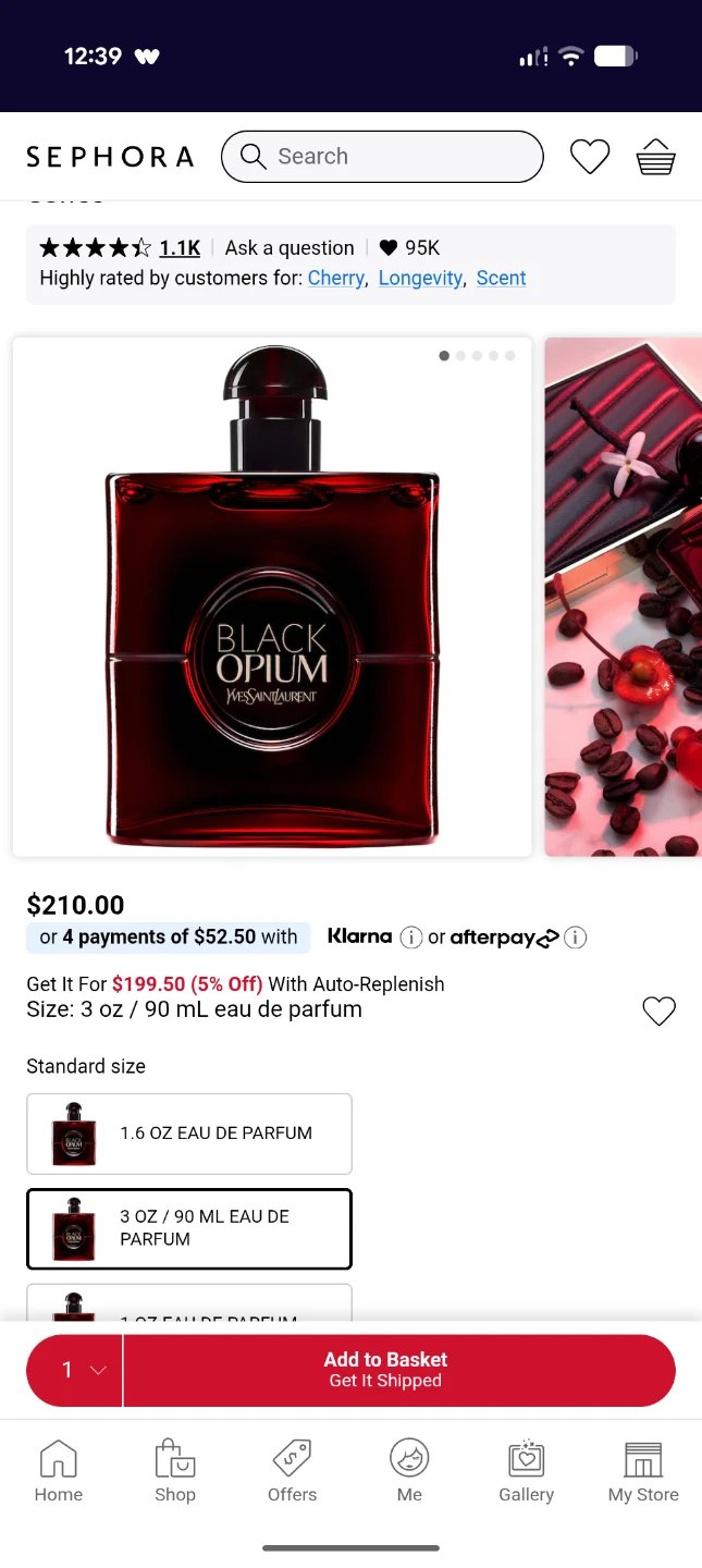 Yves Saint Laurent Black Opium Eau de Parfum Over Red 90ml