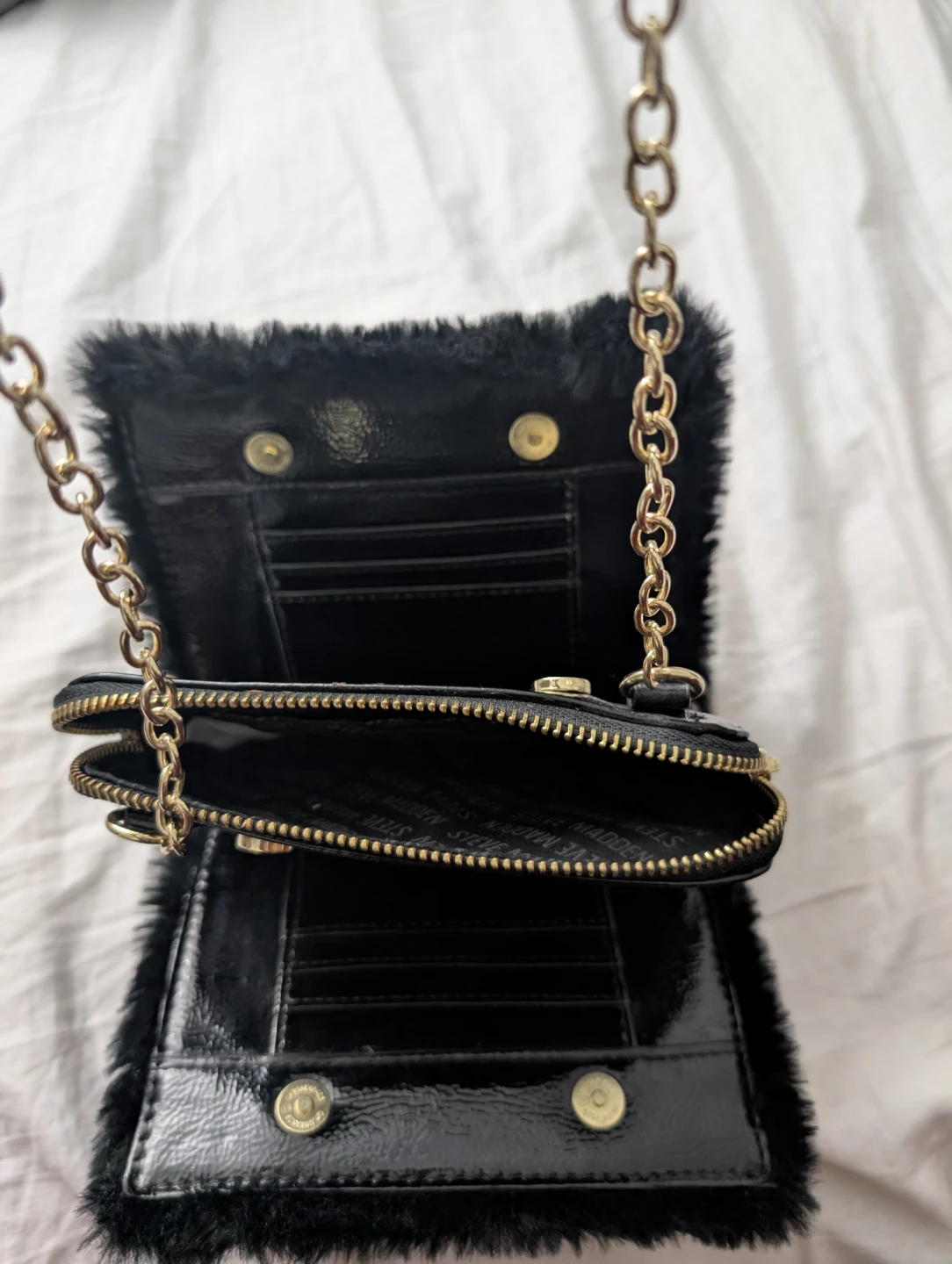 Steve Madden Black Faux Fur Chain Crossbody Bag - photo 2