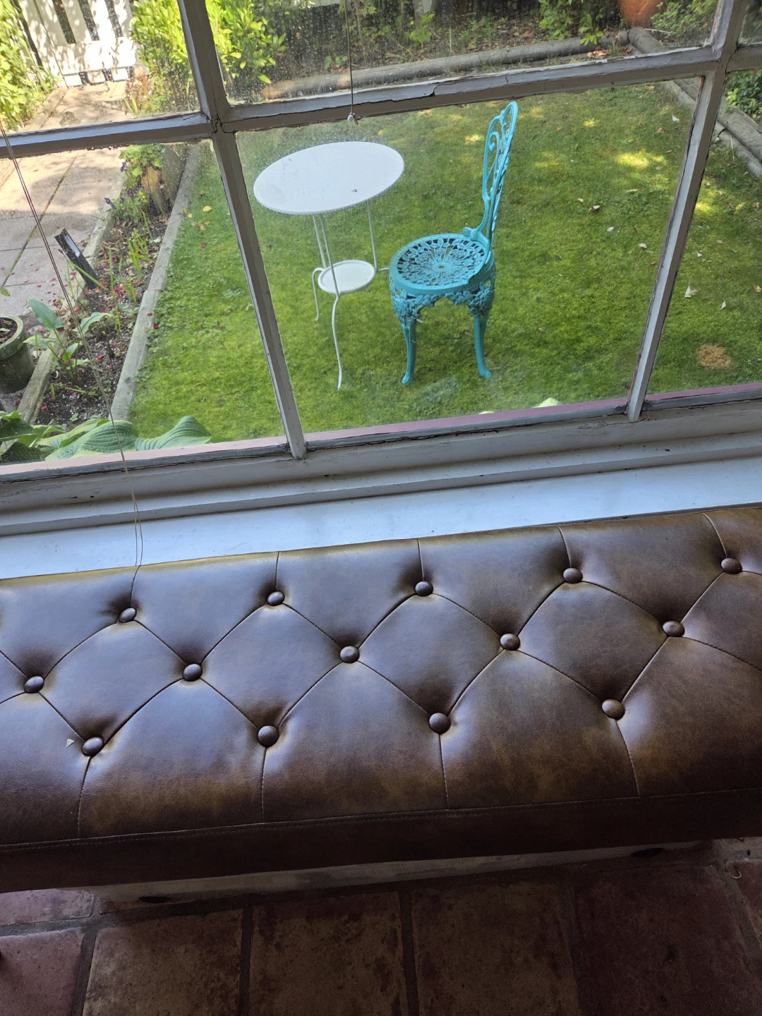 Tufted Faux Leather Bench - photo 2