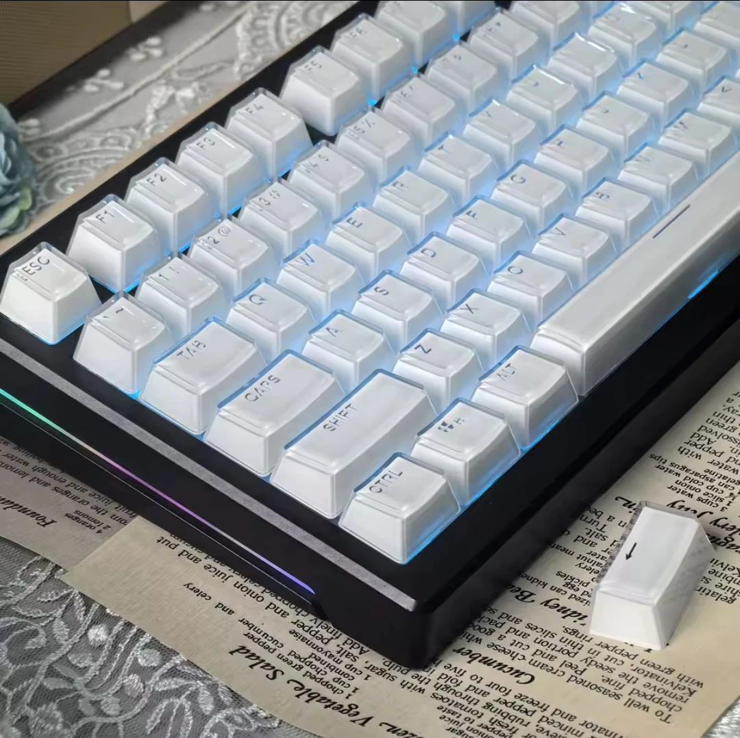 Crystal edge jelly jello white keyboard keycaps