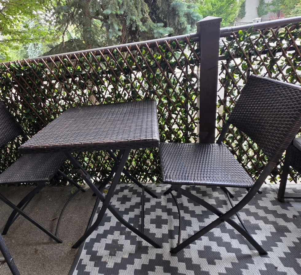 Space-Saving Folding Wicker Patio Bistro Set