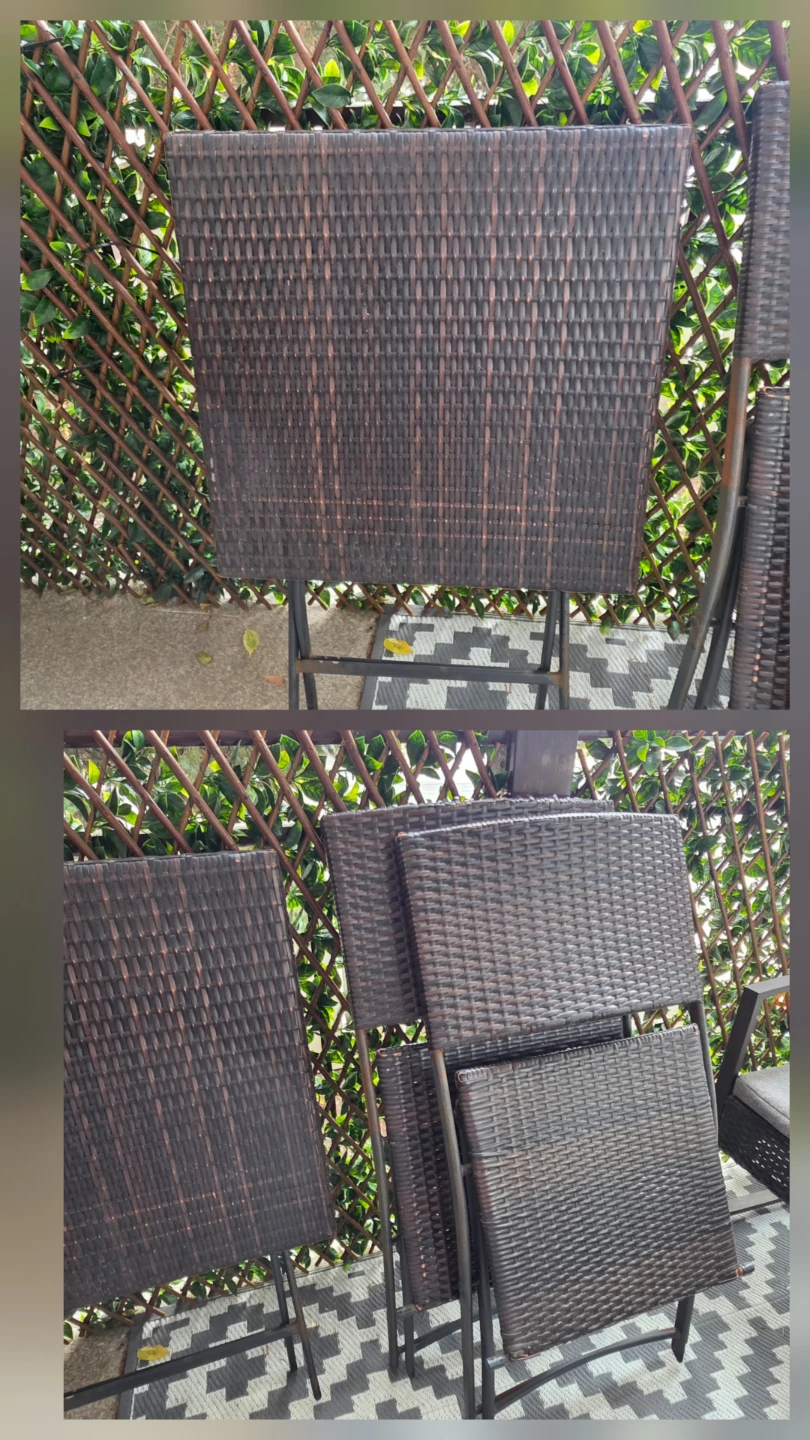 Space-Saving Folding Wicker Patio Bistro Set - photo 4