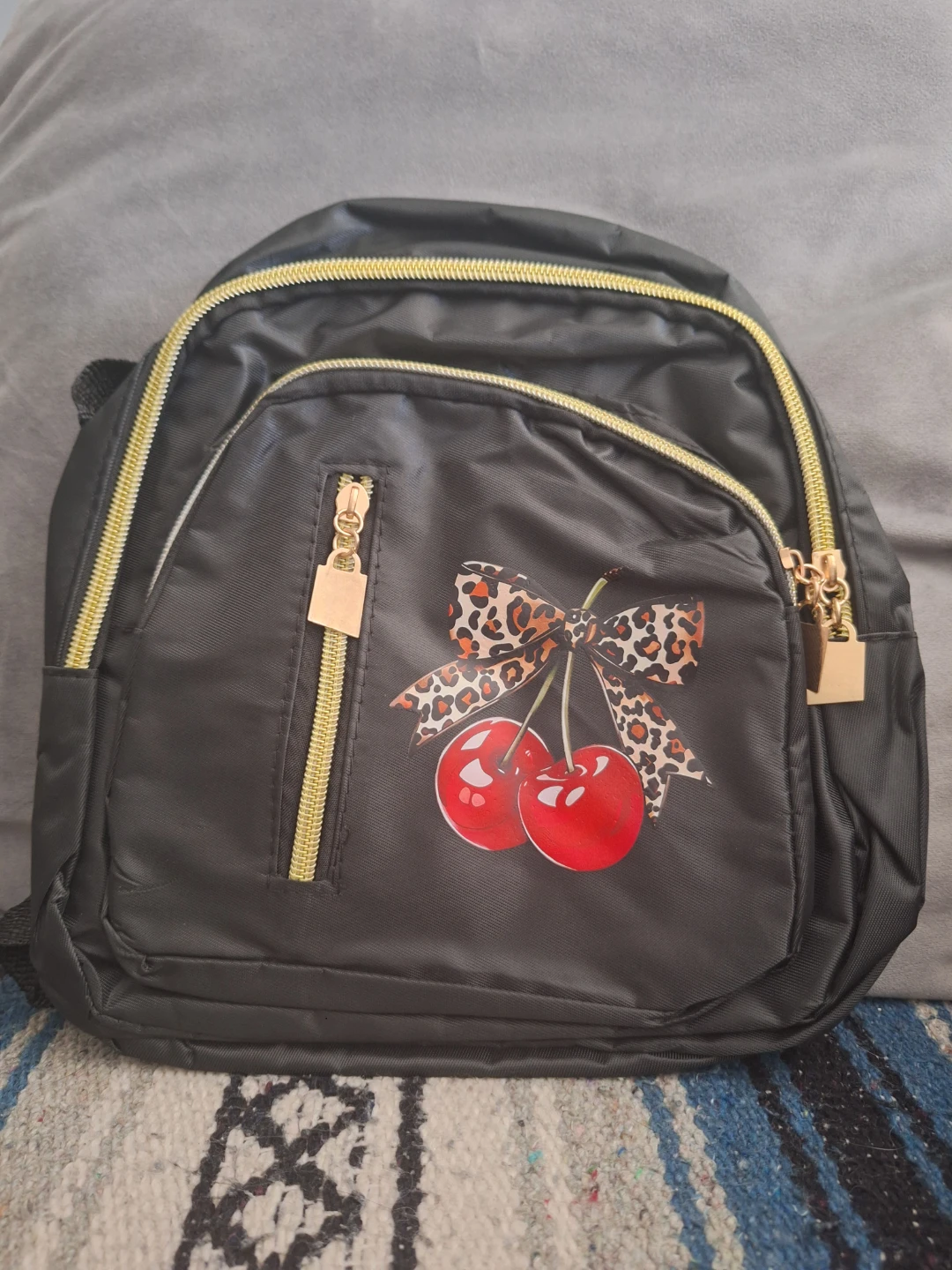 DZoe Black Mini Backpack with Cherry Design - photo 4