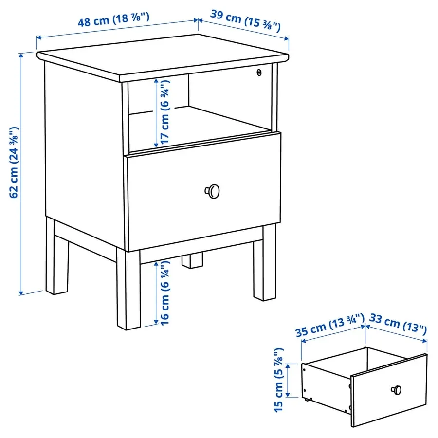 Pine Nightstand with Drawer - 2 - photo 5
