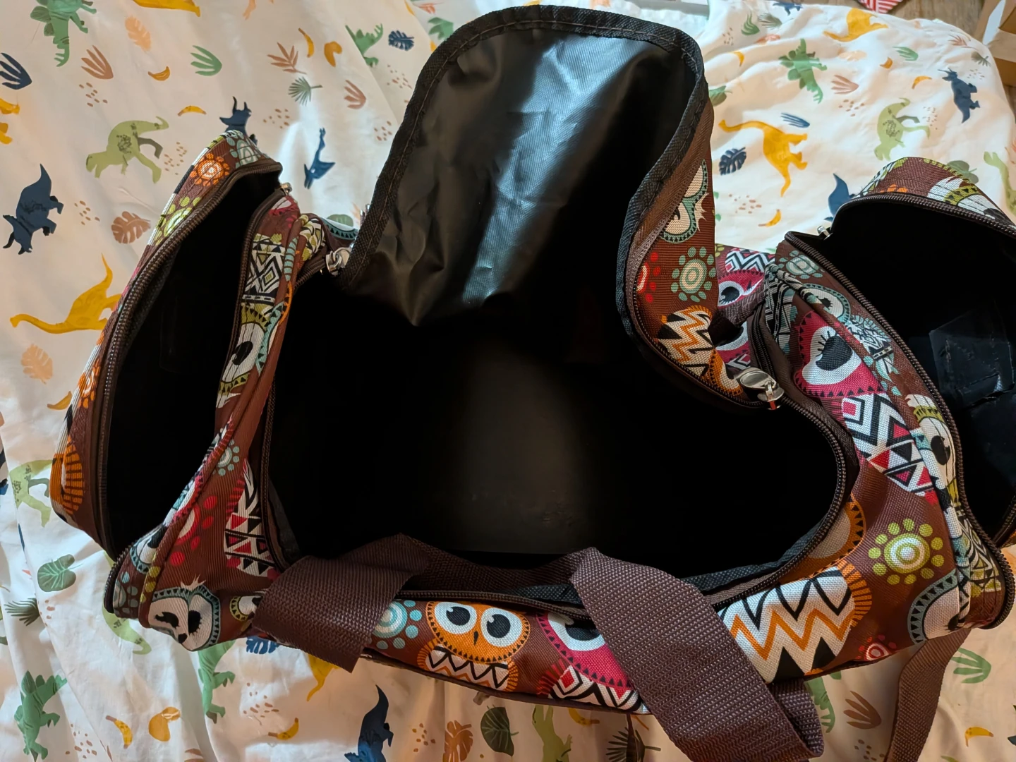 Brown Owl Print Duffel Bag