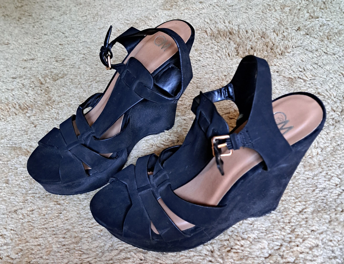 Black Wedge Sandals