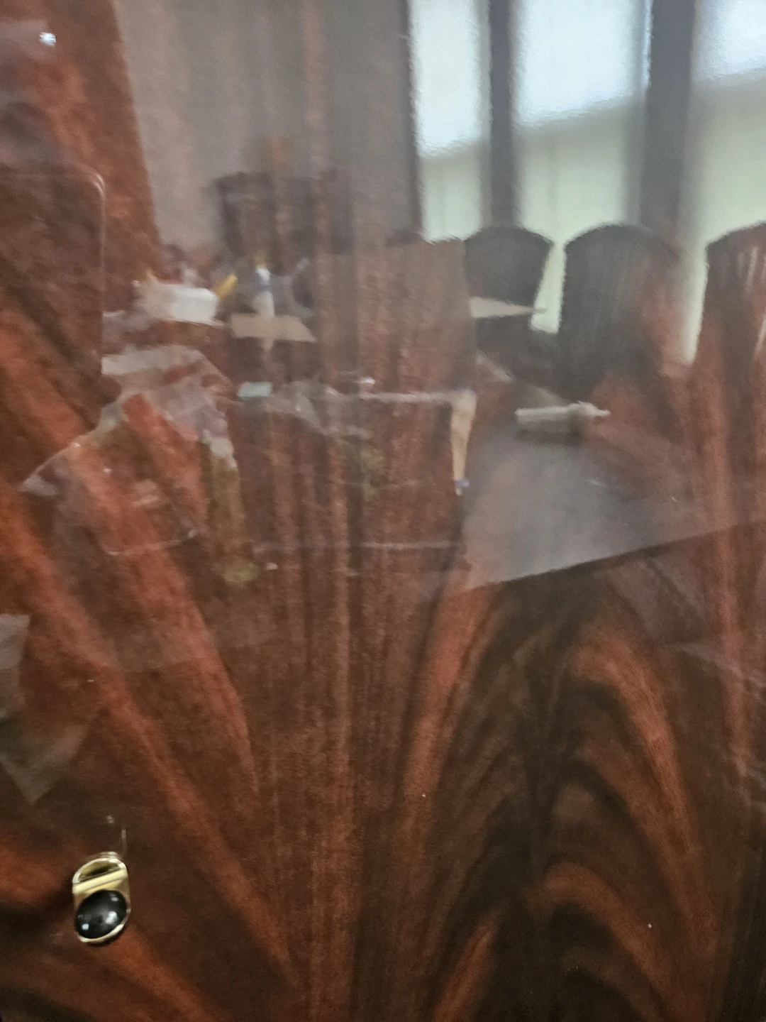 Curved Glass Display Cabinet with Wood Base - photo 2