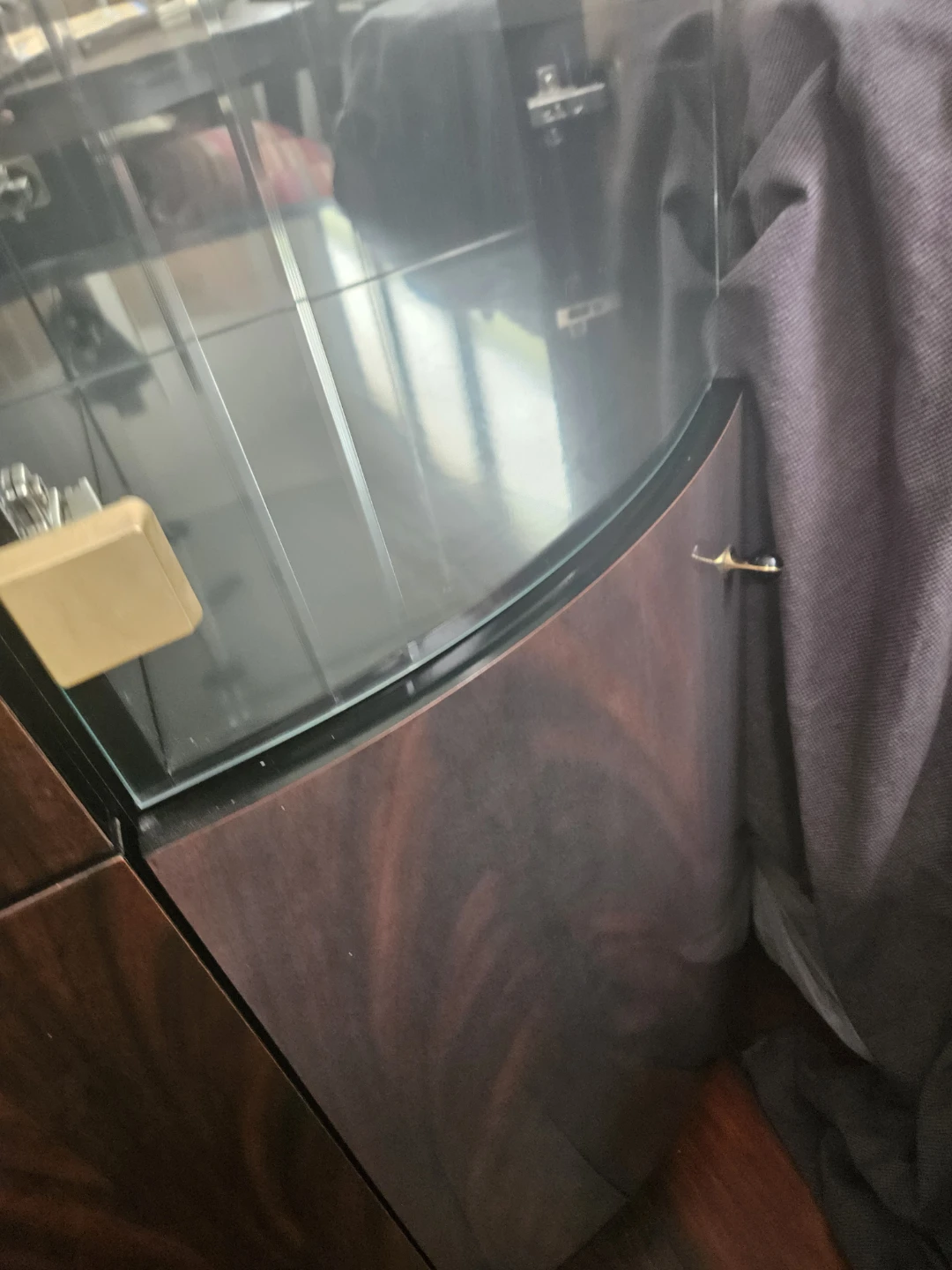 Curved Glass Display Cabinet with Wood Base - photo 3