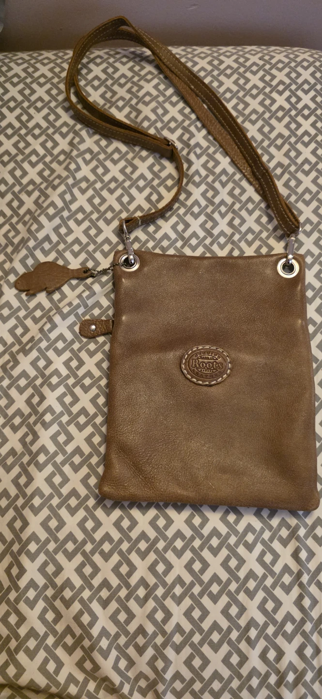 Roots Leather Crossbody Bag - Brown