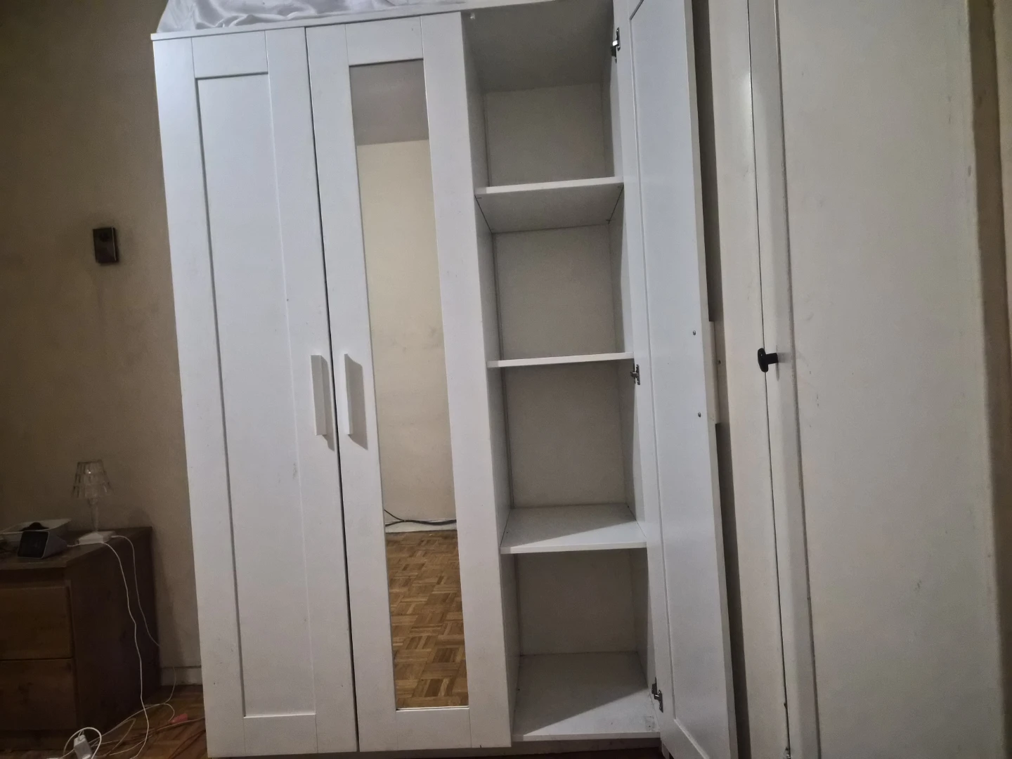 White colour WARDROBE with mirror
