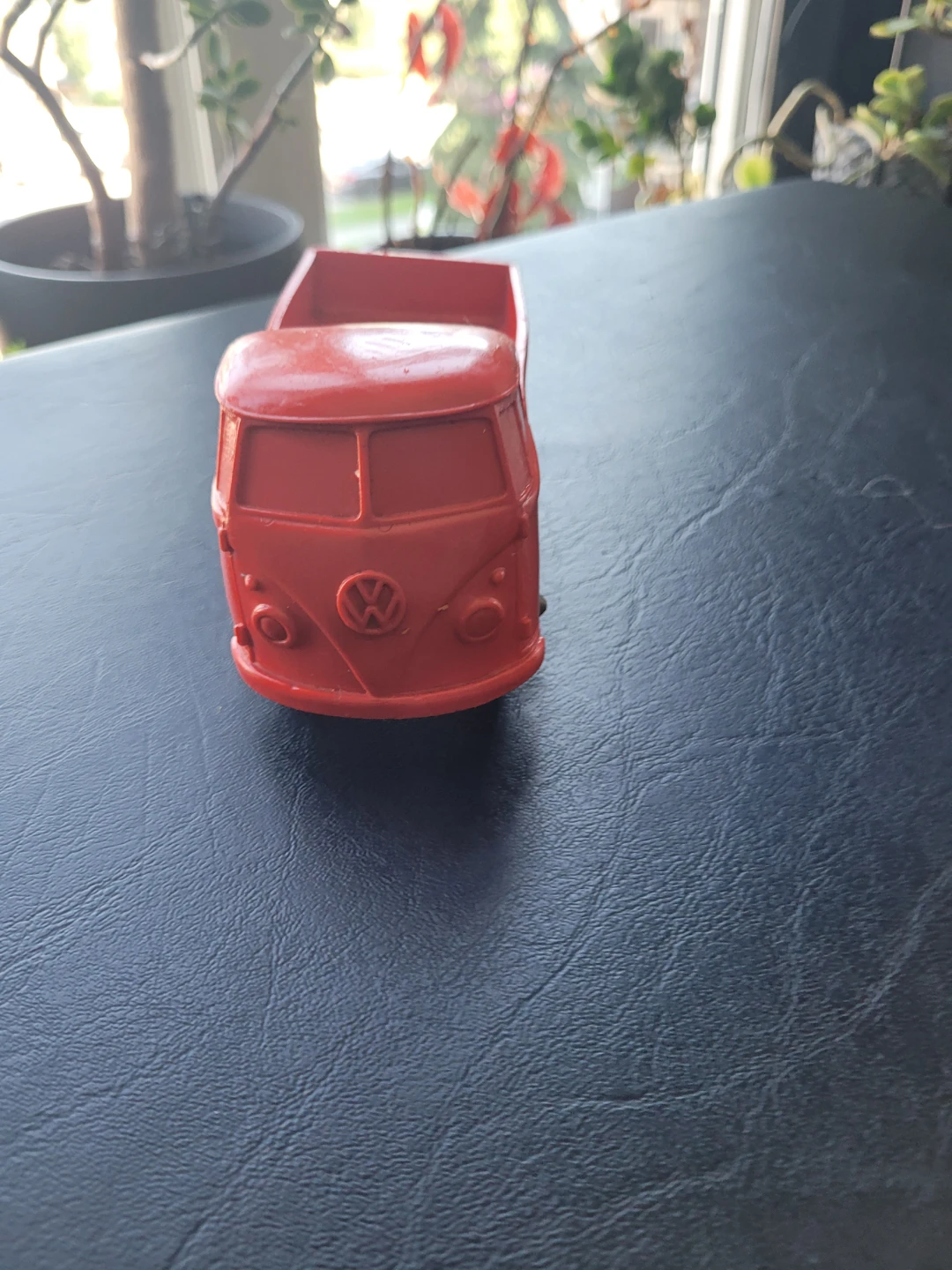 European Red Vinyl VW Bus Pickup Truck Toy - photo 2