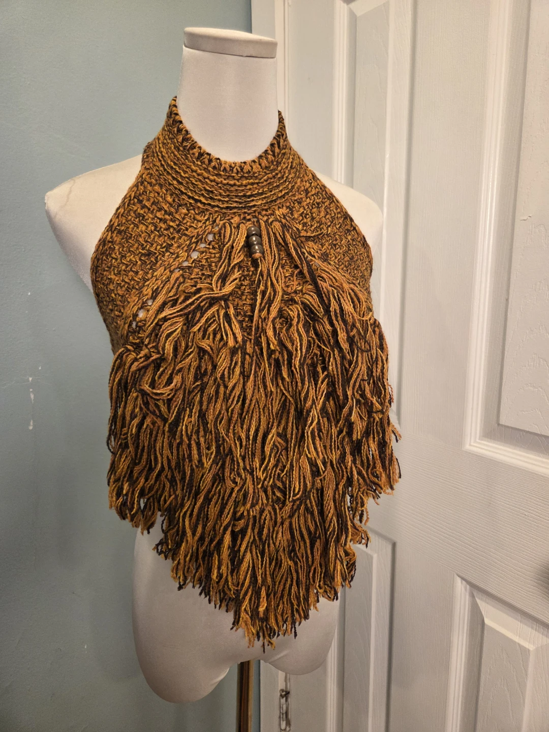 Crochet Halter Top with Fringe