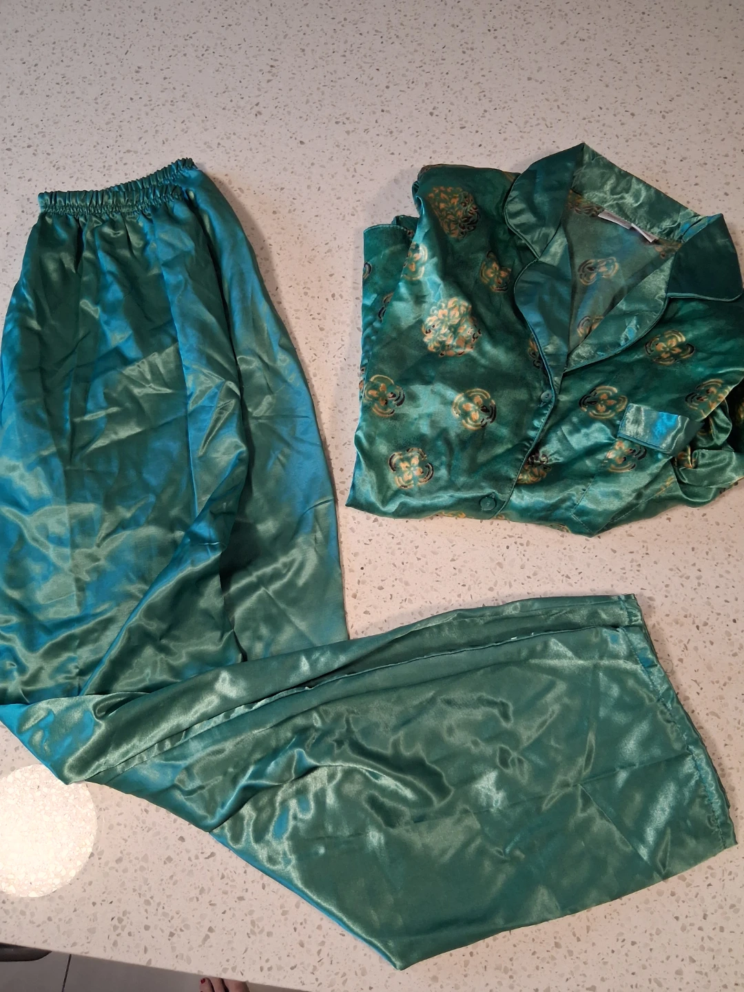 Green satin Pjs