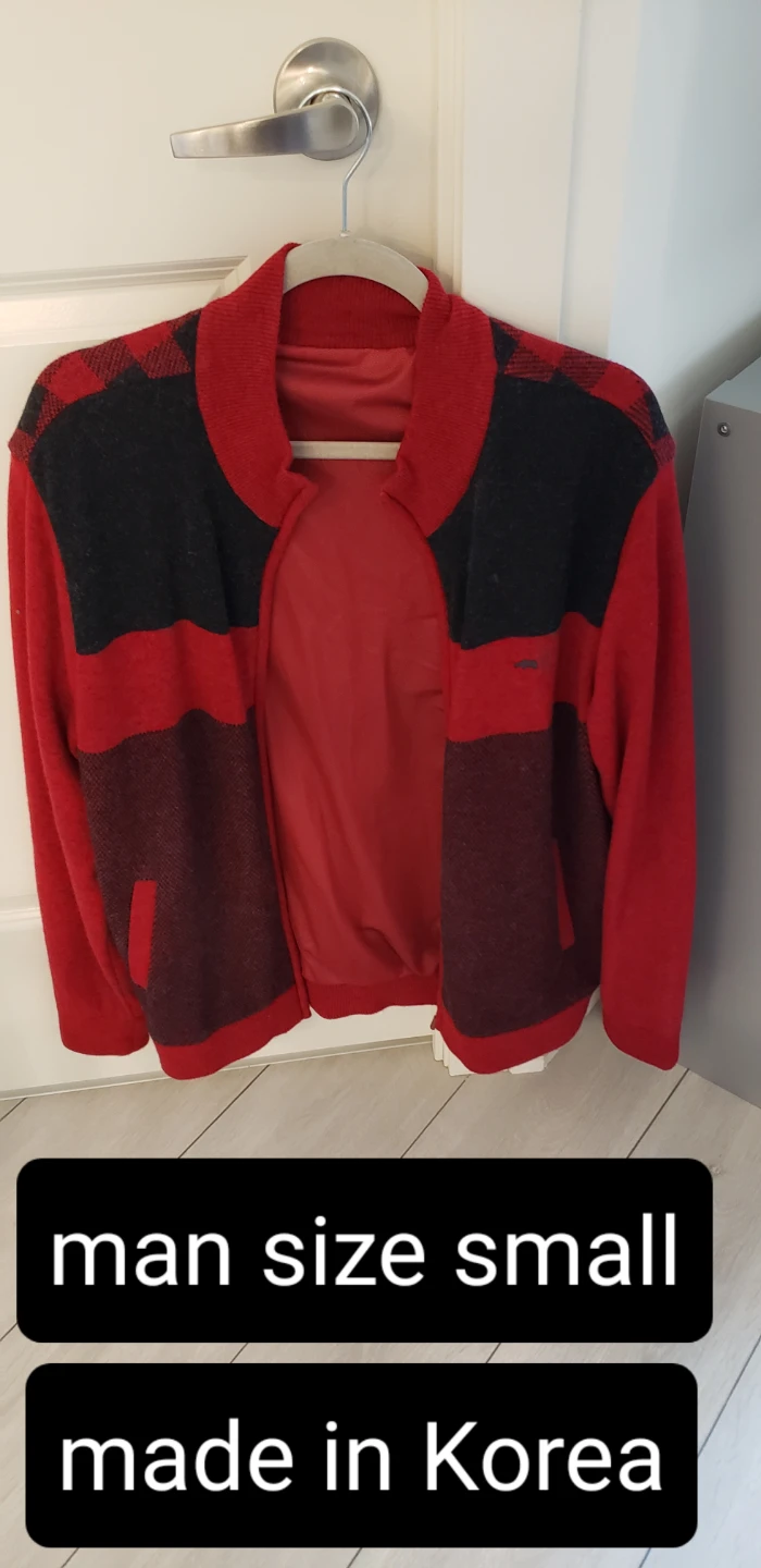Men's Red and Black Plaid Bomber Jacket