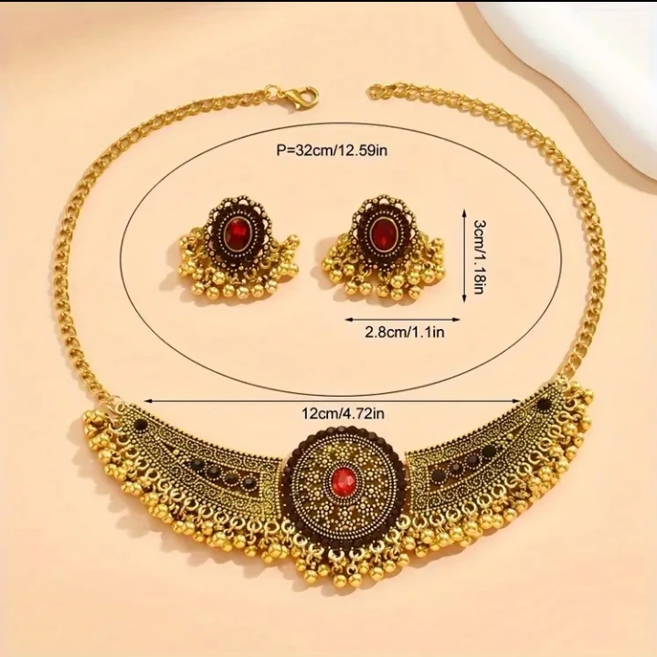 (BRAND NEW) Choker Necklace and Earring Set with Red Stones - photo 3