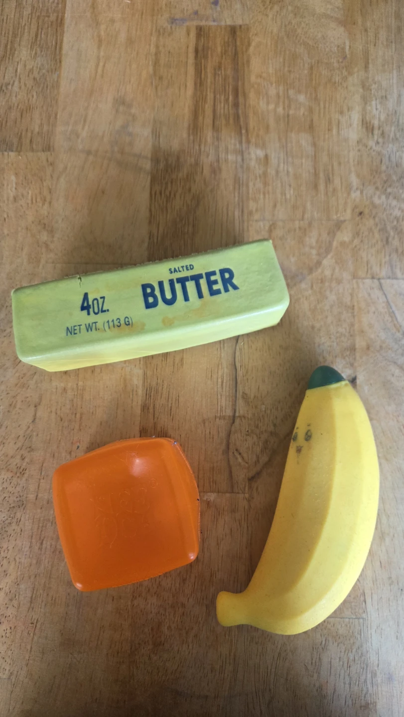 Squishie Butter, Banana, and Orange nee doh