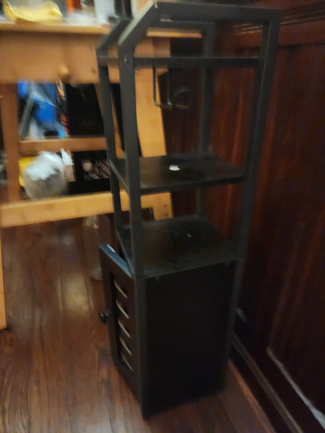 Black Slim Storage Tower with Cabinet