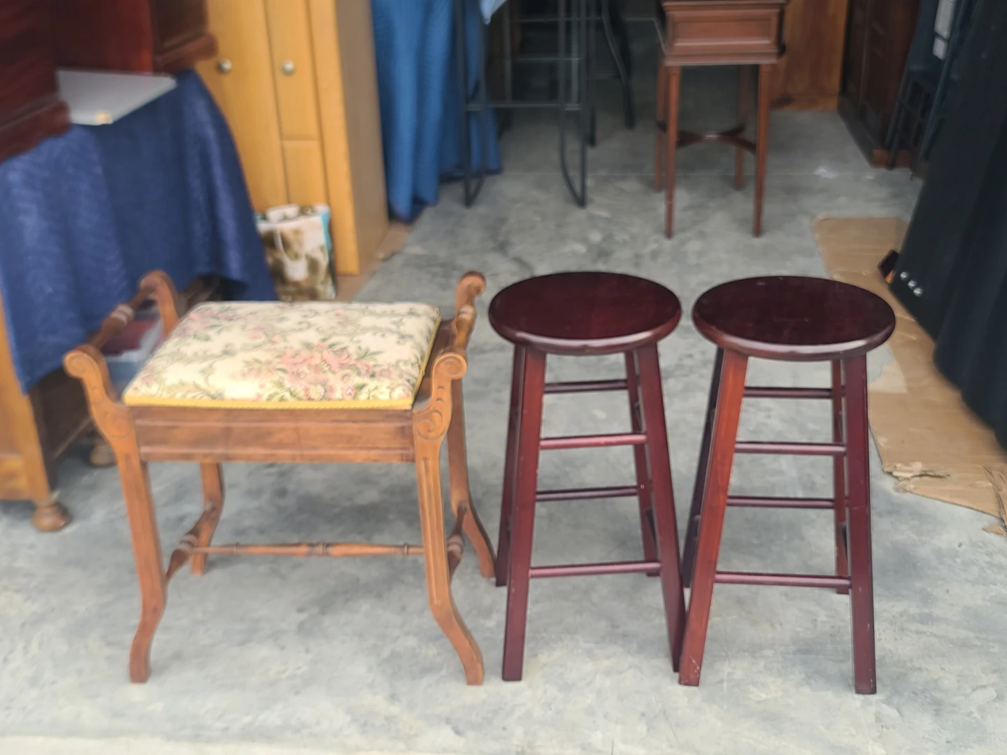 Vintage Vanity Stool & 2 Bar Stools