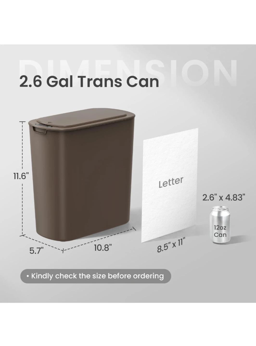 Cesun Motion Sensor Trash Can - 2.6 Gal / 10L