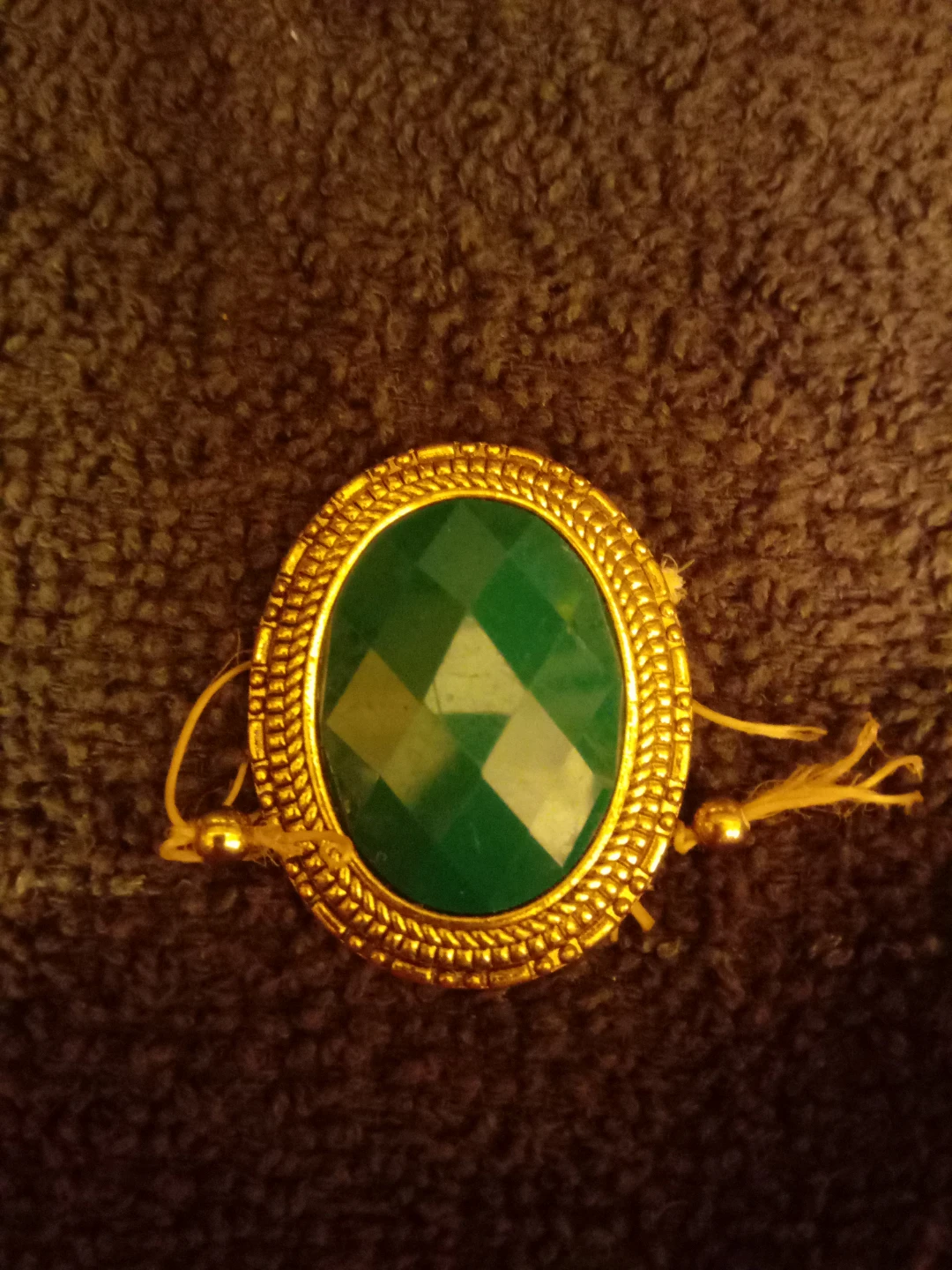 Gold Tone Green Stone Rakhi Bracelet
