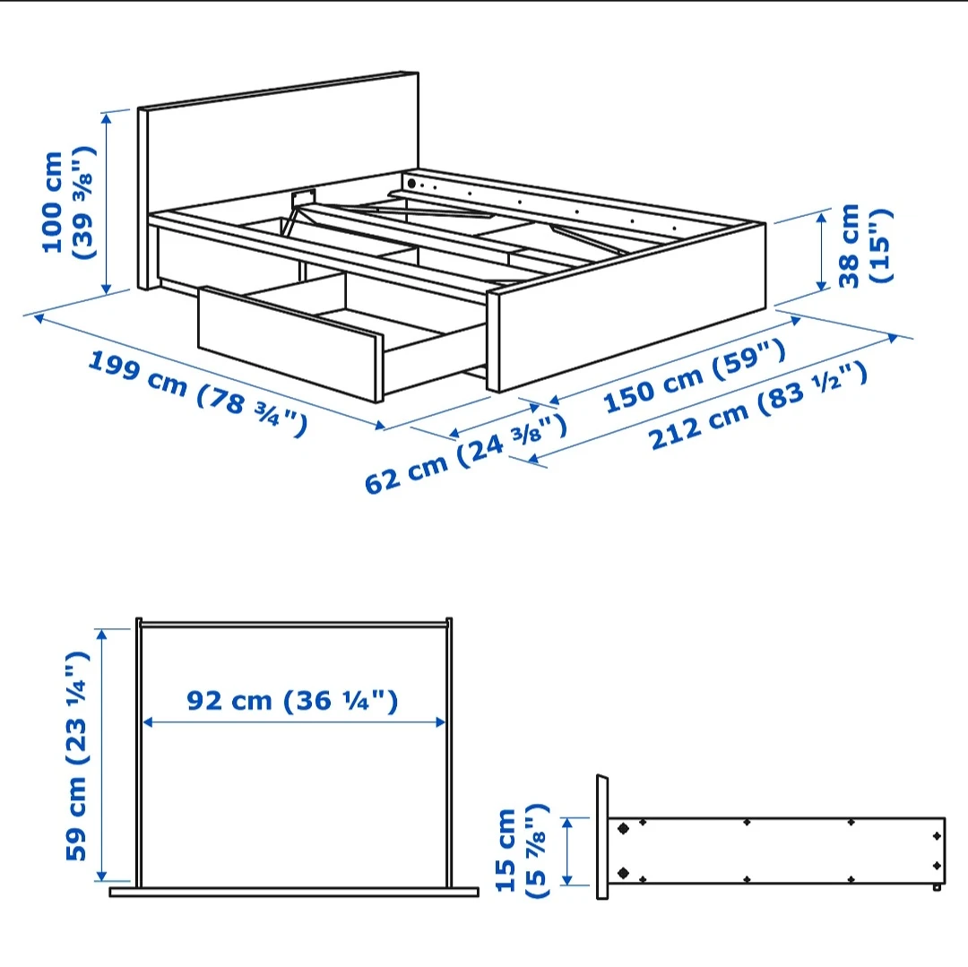 Queen size Bedframe with Mattress - photo 3
