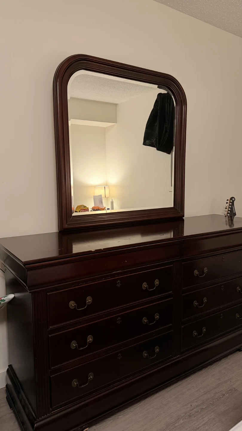 Bedroom suite Dark Wood Dresser with Mirror - photo 4