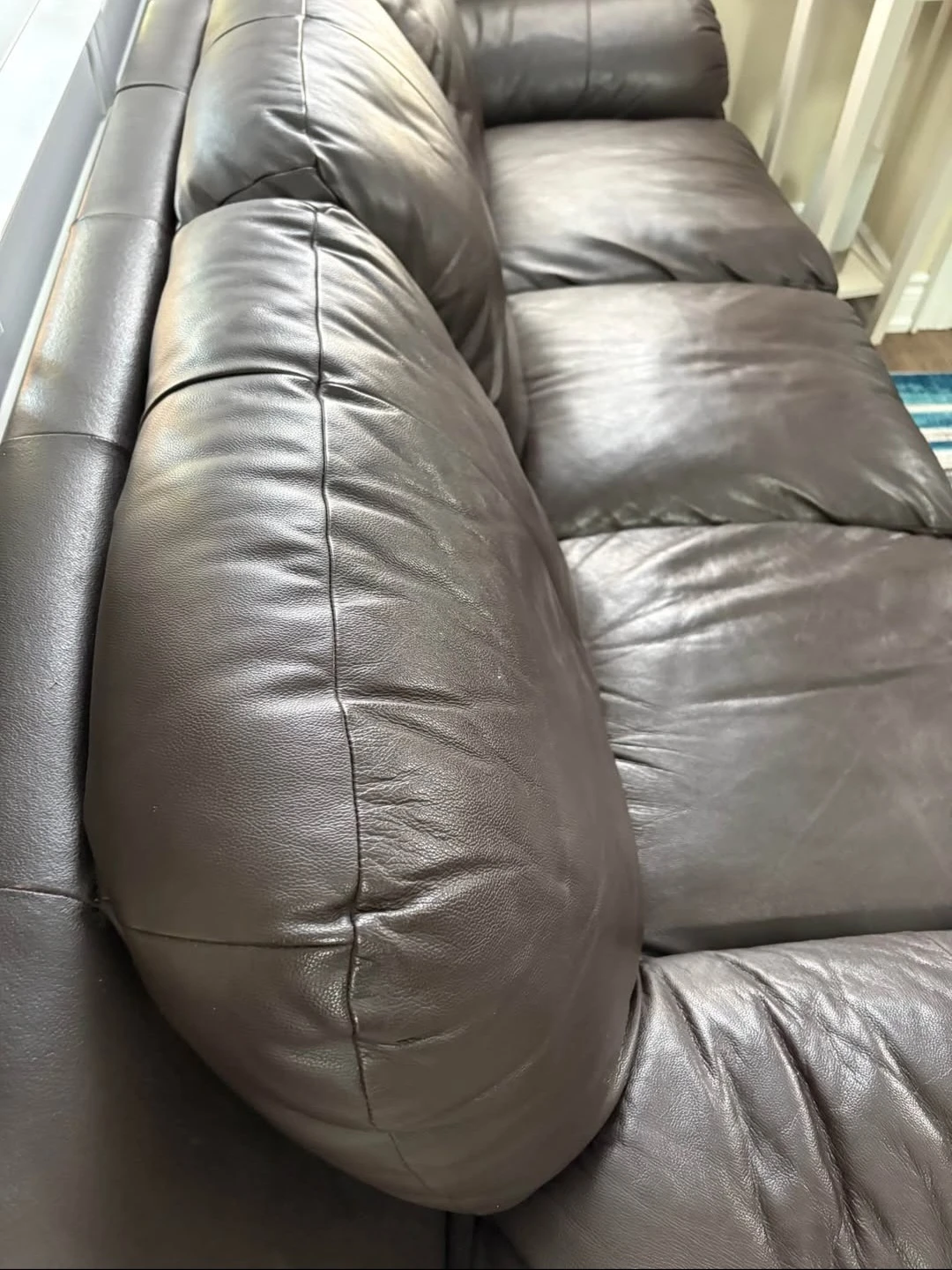 Brown Leather Sofa - photo 3